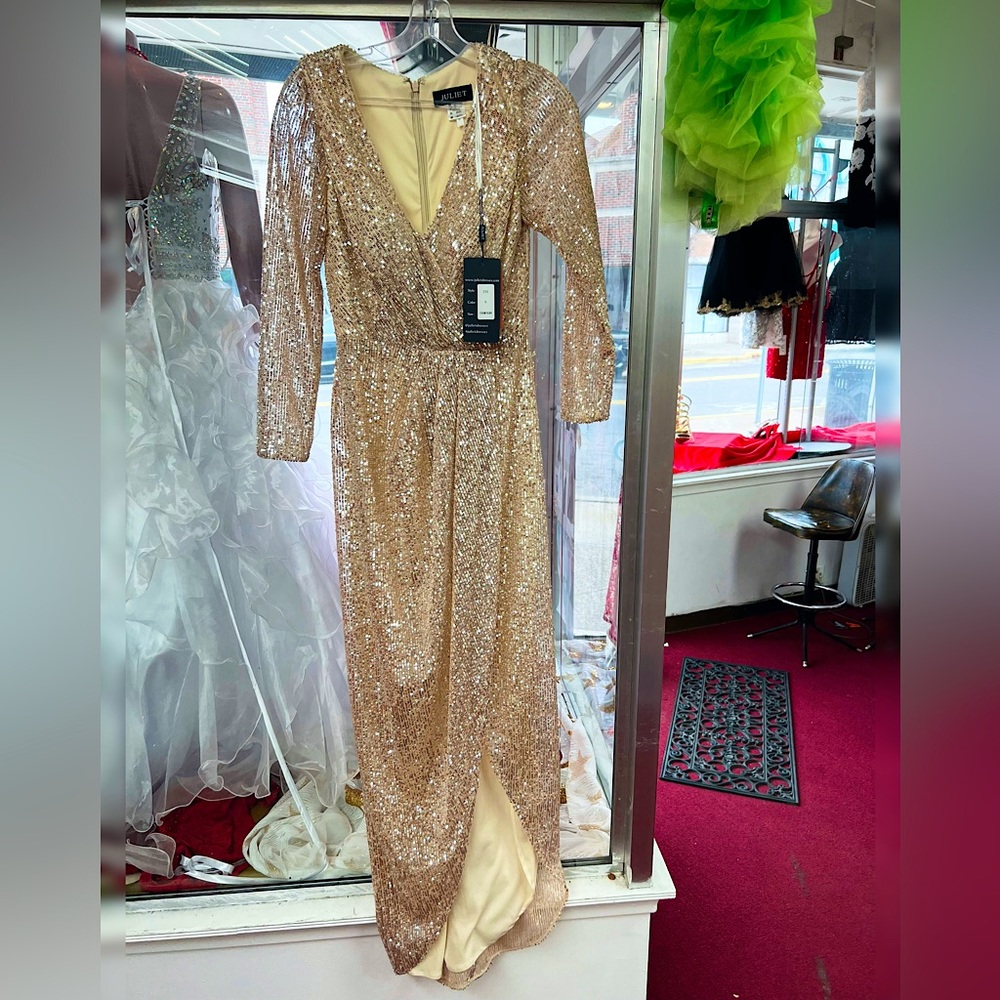 NWT Champagne Embellished Midi Dress Bodycon